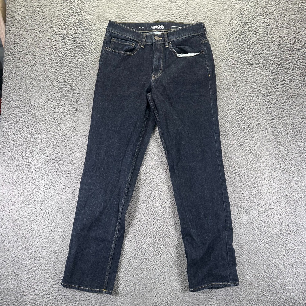 Sonoma Jeans Mens 30x32 Blue Cotton Denim Straight Leg Relaxed Workwear Stretch